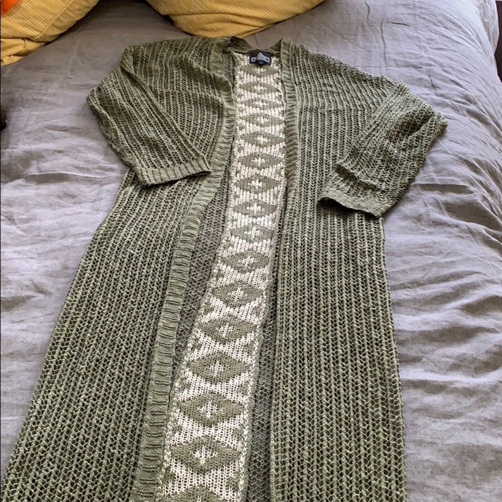 Aztec Sage Green Duster Cardigan